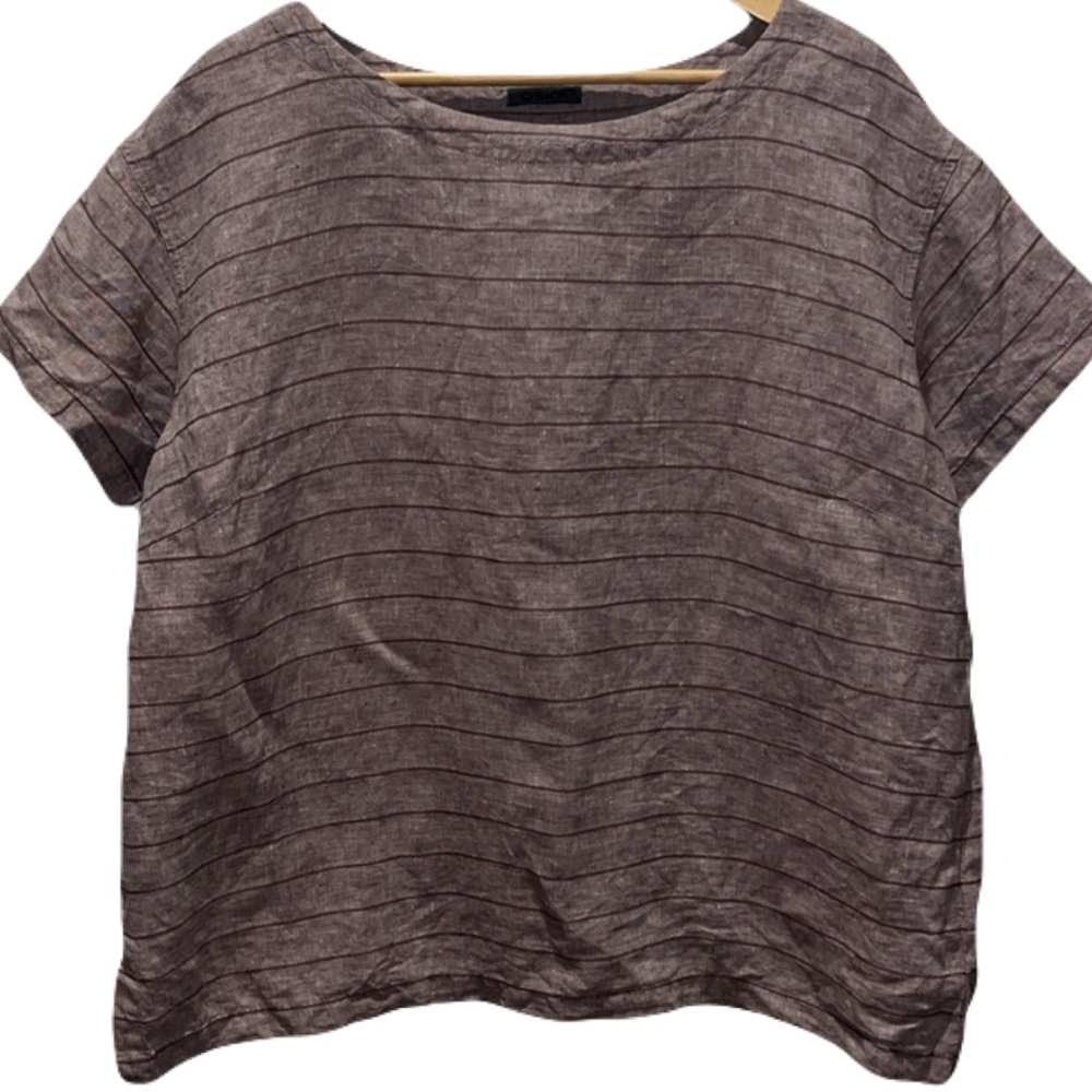 OSKA muted purple brown linen tee, size 10/12